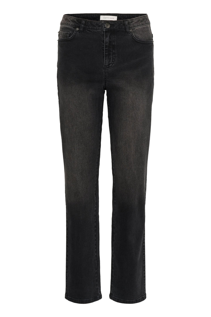 Jean Maris coupe droite taille classique, denim noir délavé, mode polyvalente et confortable.