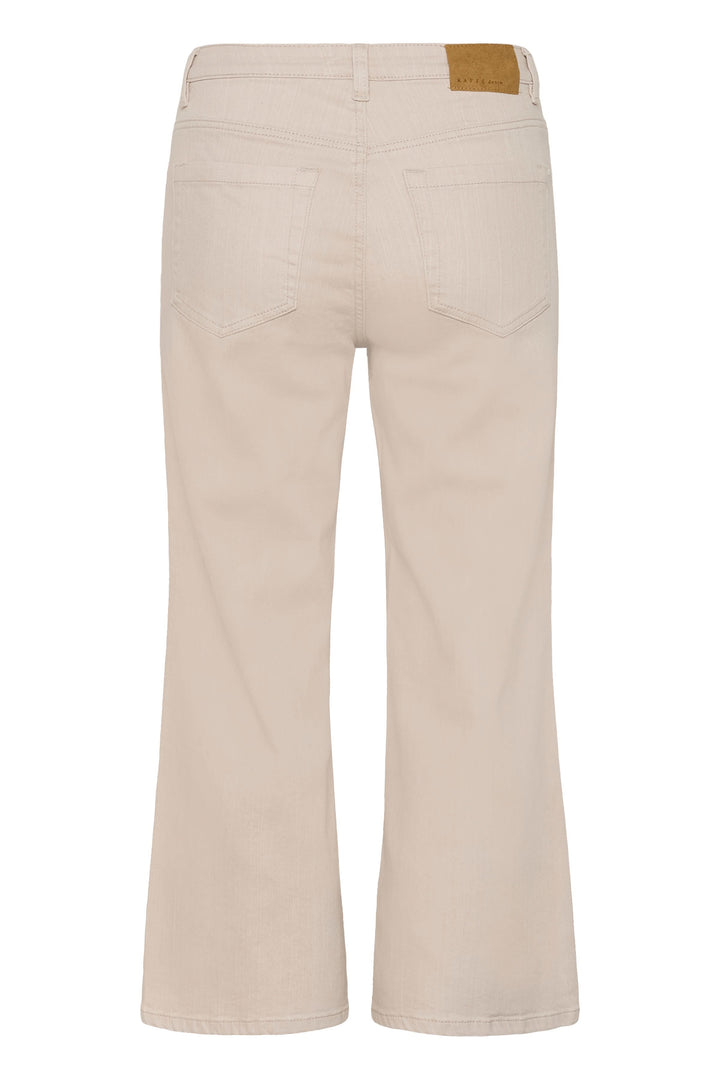 Vue arrière du Jeans Brook à coupe droite, couleur beige, longueur cheville, taille haute, style polyvalent et confortable.