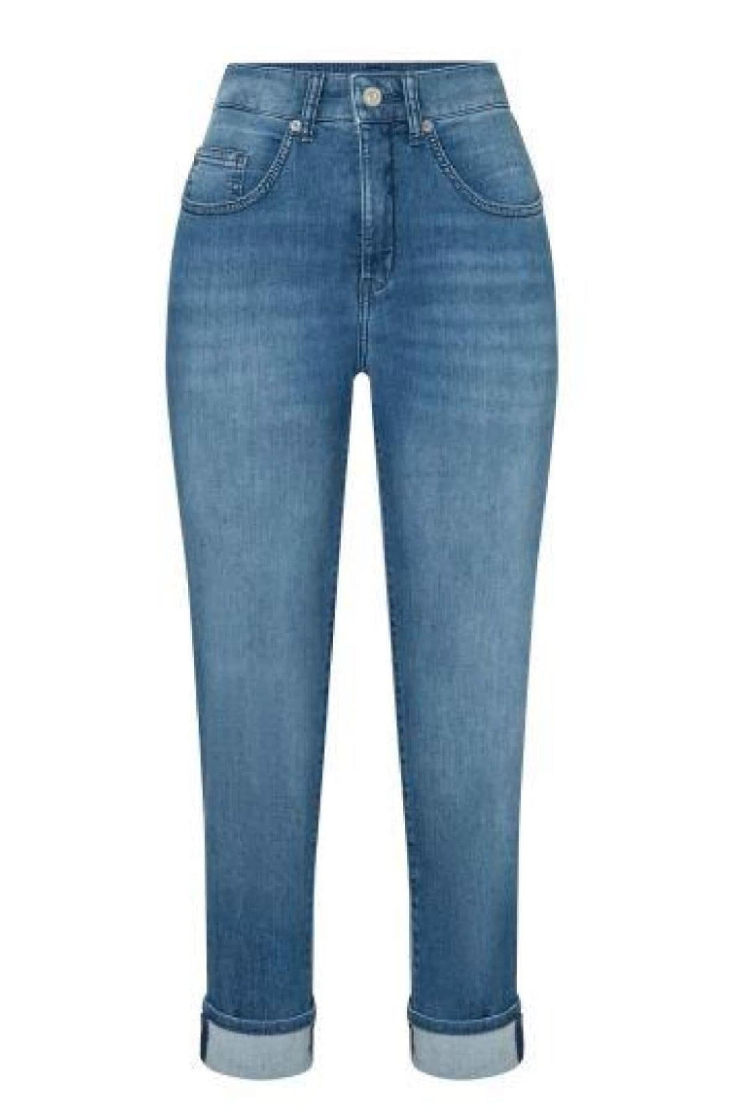 Jeans Carol: denim léger avec revers, jambe droite, allure classique et contemporaine, confort optimal.