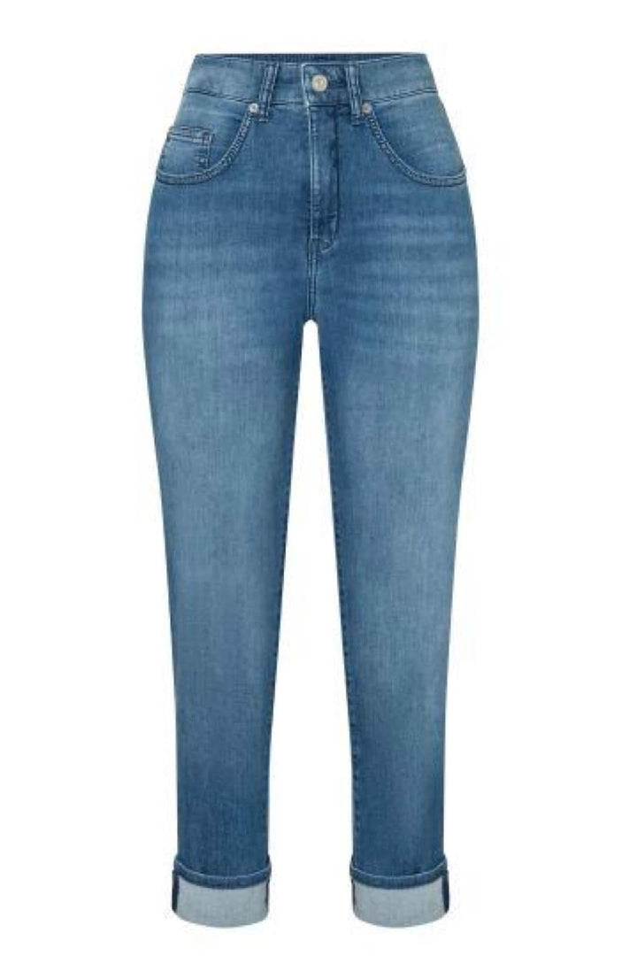 Jeans Carol: denim léger avec revers, jambe droite, allure classique et contemporaine, confort optimal.