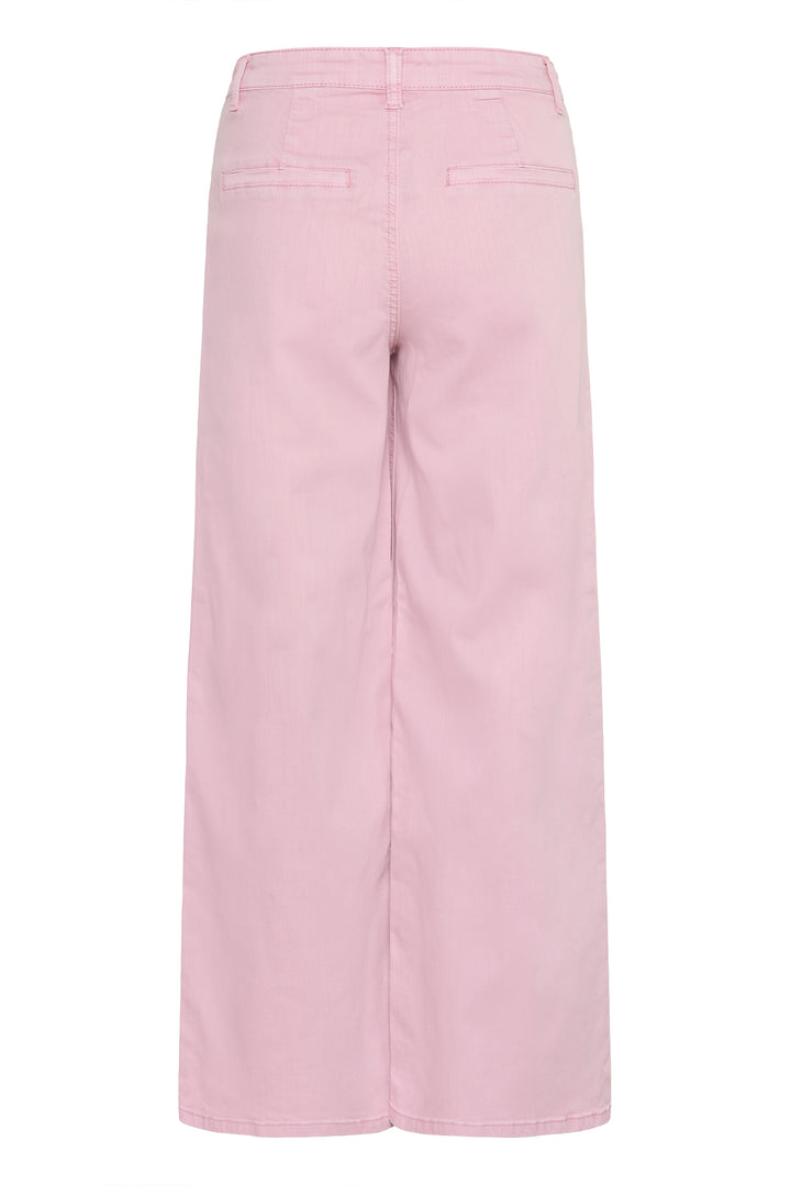 Jeans Visti à jambe large rose, taille régulière, pour un look élégant et décontracté.