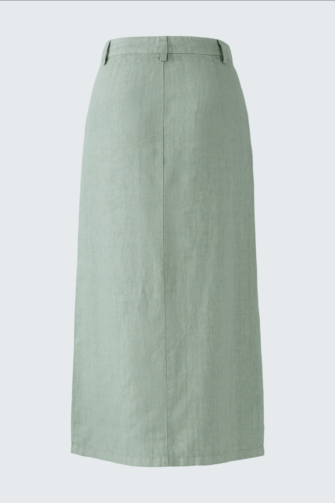 Jupe longue en lin vert pastel avec poches, coupe midi, taille haute, idéale pour l&