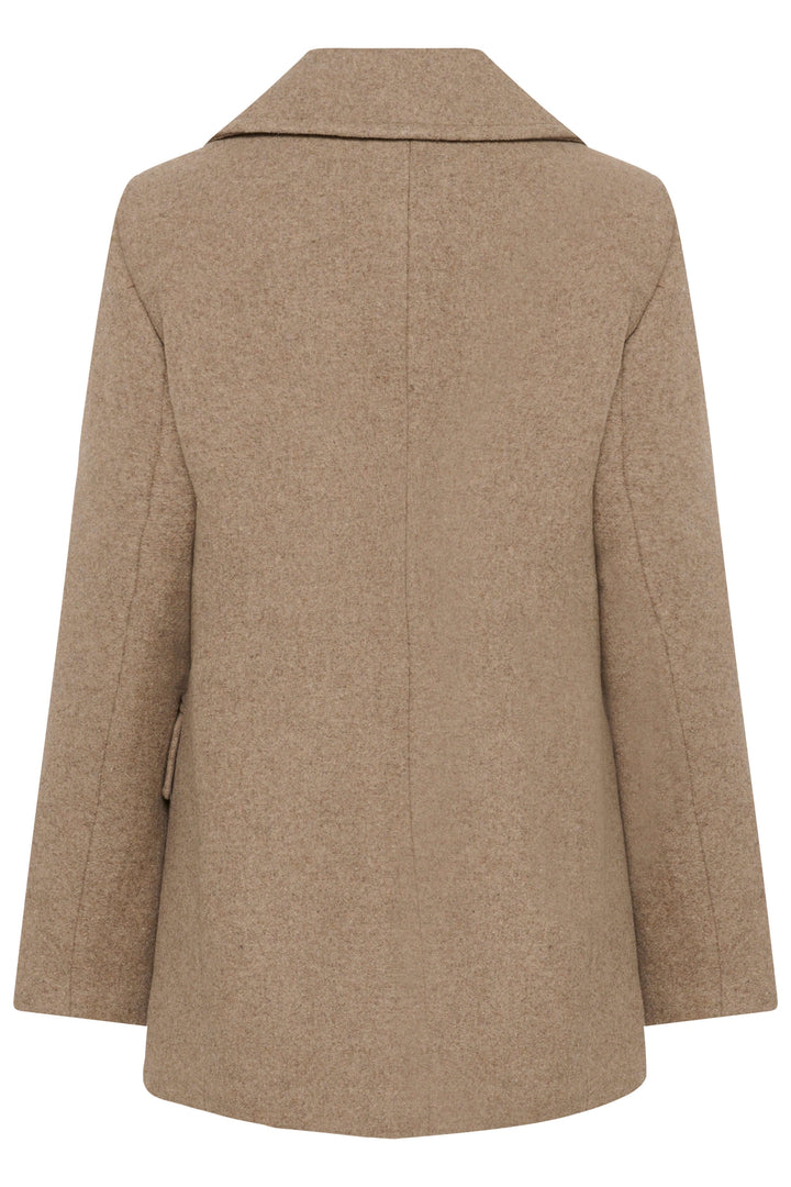 Manteau Perry croisé en laine avec col à larges revers et boutonnage double, vue arrière