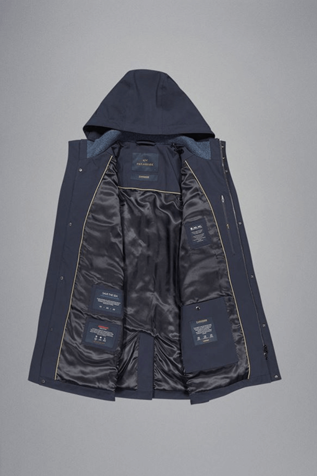 Manteau imperméable Typhoon® RE-4x4 Stretch à capuchon amovible, intérieur détaillé, pour confort et mobilité par temps humide.