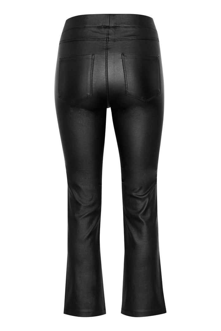 Pantalon Ada en simili cuir noir, coupe ajustée, s&
