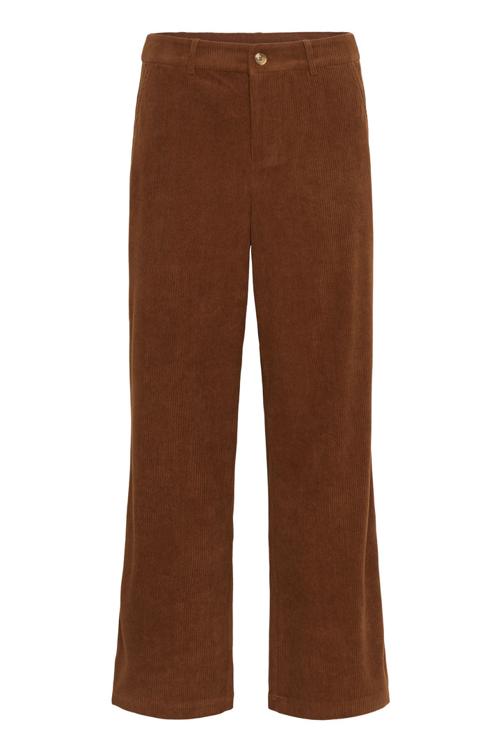 Pantalon Kanna en velours côtelé à jambe large marron, coupe droite, élégant et décontracté, idéal pour un look moderne et intemporel.