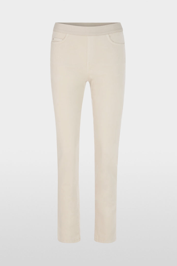 Pantalon Siena à taille élastique en coton extensible, coupe droite ajustée, fausses poches, élégant et confortable pour un usage quotidien.