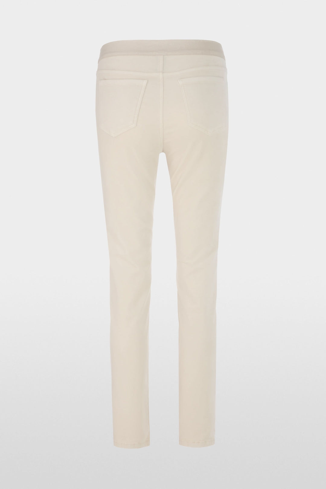 Pantalon Siena à taille élastique en coton extensible vue arrière en couleur crème, coupe ajustée pour confort et style quotidien.