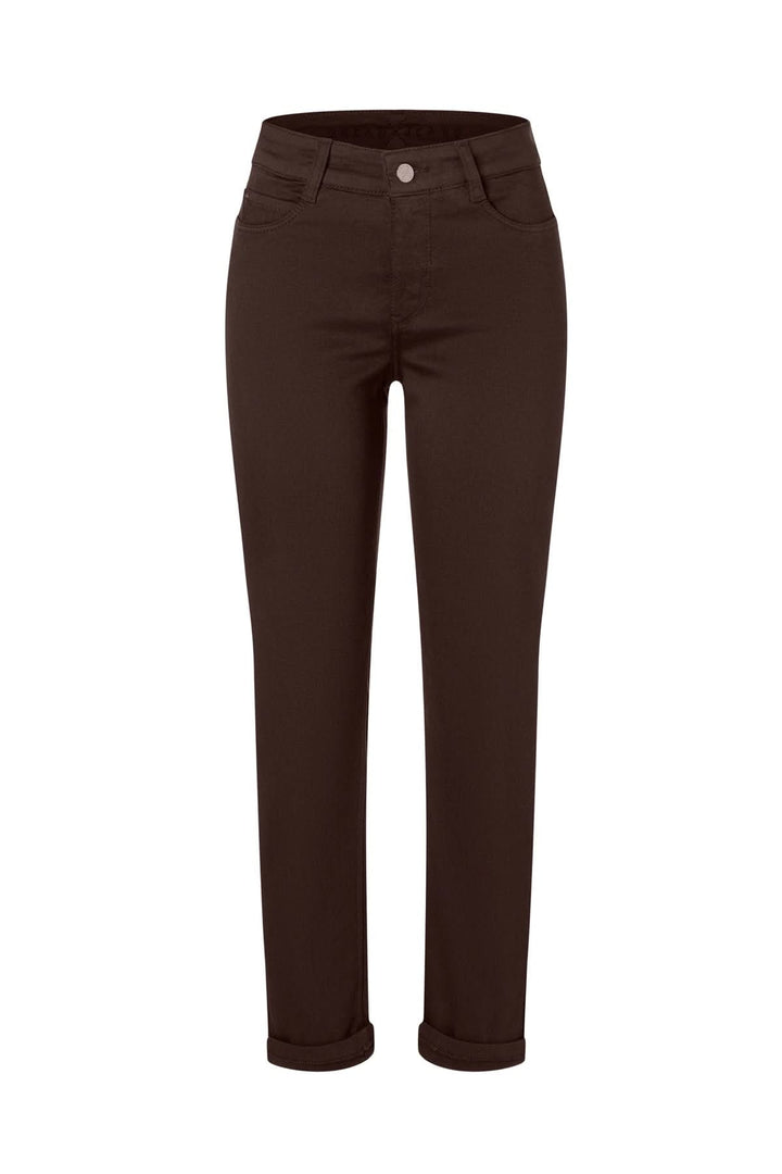 Pantalon coupe Dream en denim stretch, ajusté et raccourci, coloris marron, adapté pour looks décontractés ou chics.
