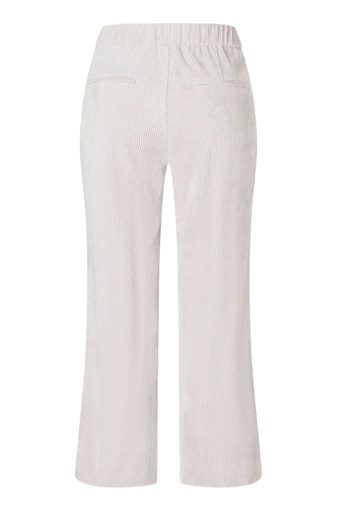 Pantalon court Chiara en velours côtelé, coupe droite, taille élastiquée, vue arrière.