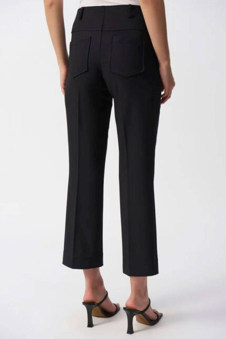Pantalon droit extensible taille mi-haute avec poches arrière, vue arrière, longueur d&