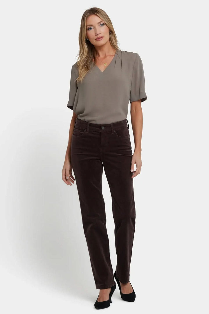 Pantalon droit en velours côtelé extensible