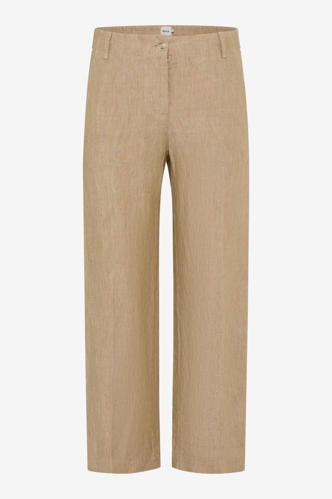 Pantalon en lin MAINE S pour femme, style décontracté à jambes larges, couleur beige, poches arrière plaquées.