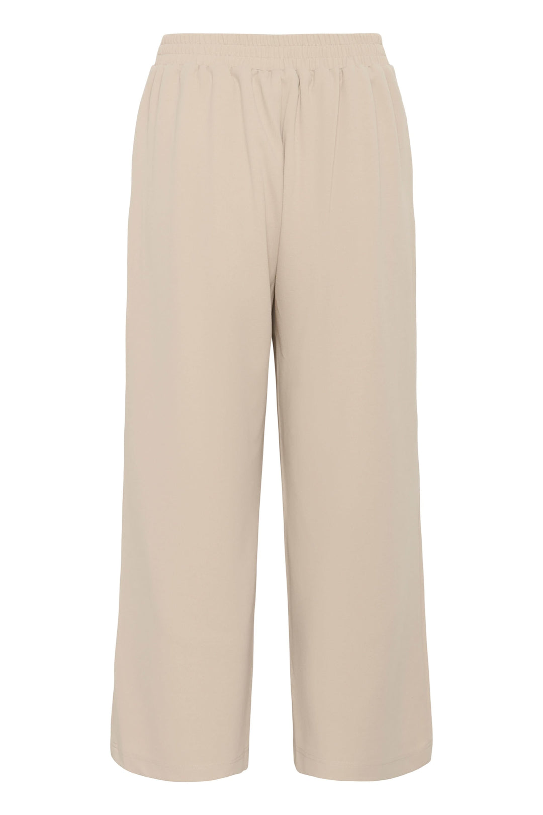 Pantalon jambe large Phoebe beige à taille mi-haute avec ceinture intégrée, élégance et confort pour un style polyvalent.