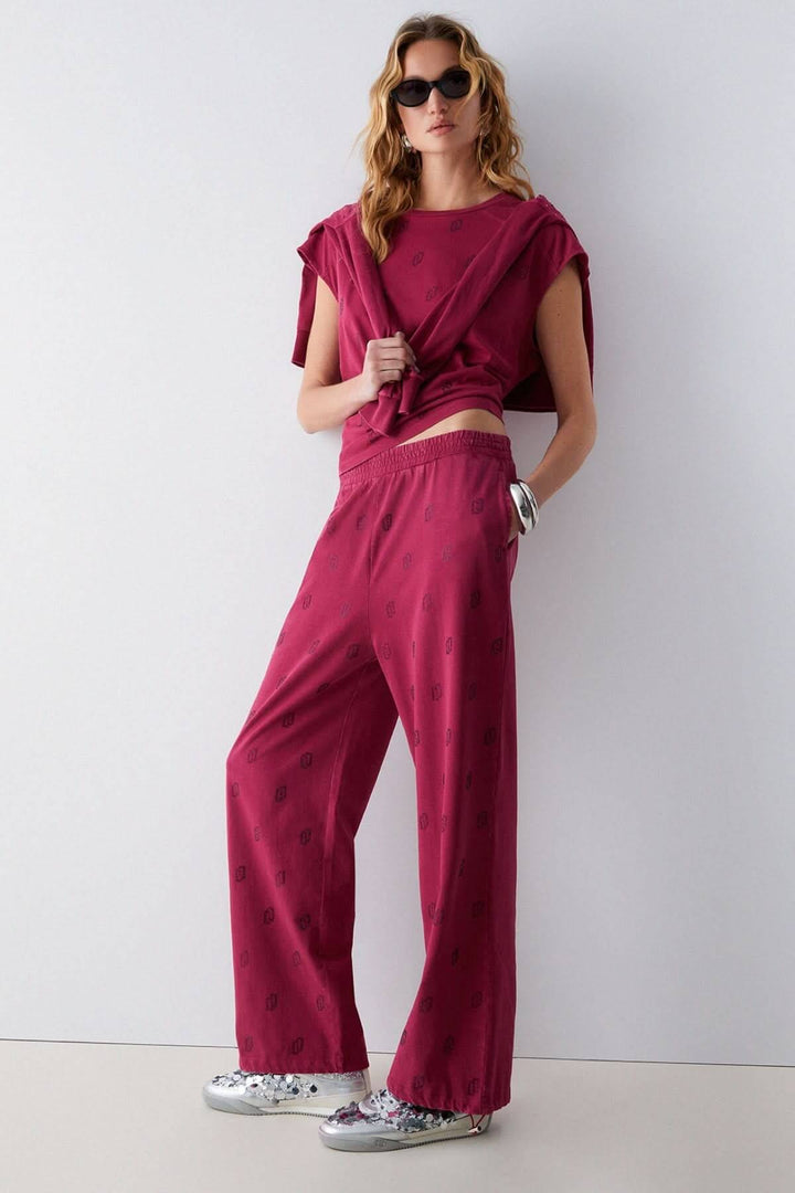 Printed wide-leg jogging pants