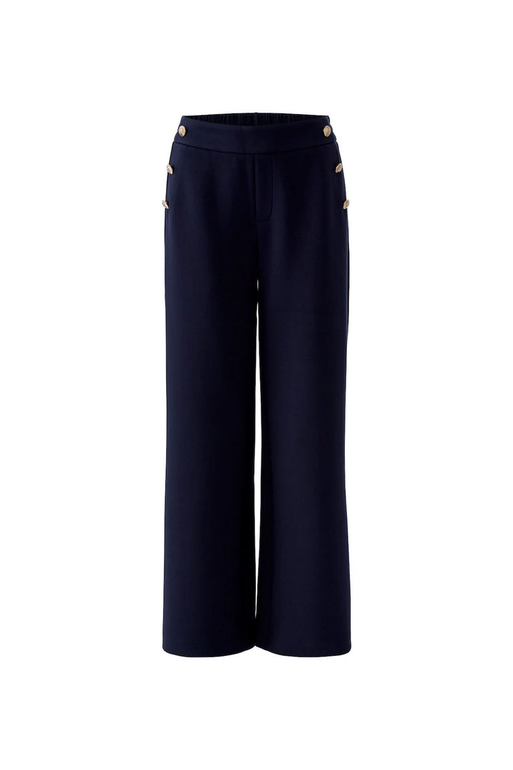 Pantalon large à boutons décoratifs offrant une allure moderne et élégante, idéal pour un style marin sophistiqué et polyvalent.