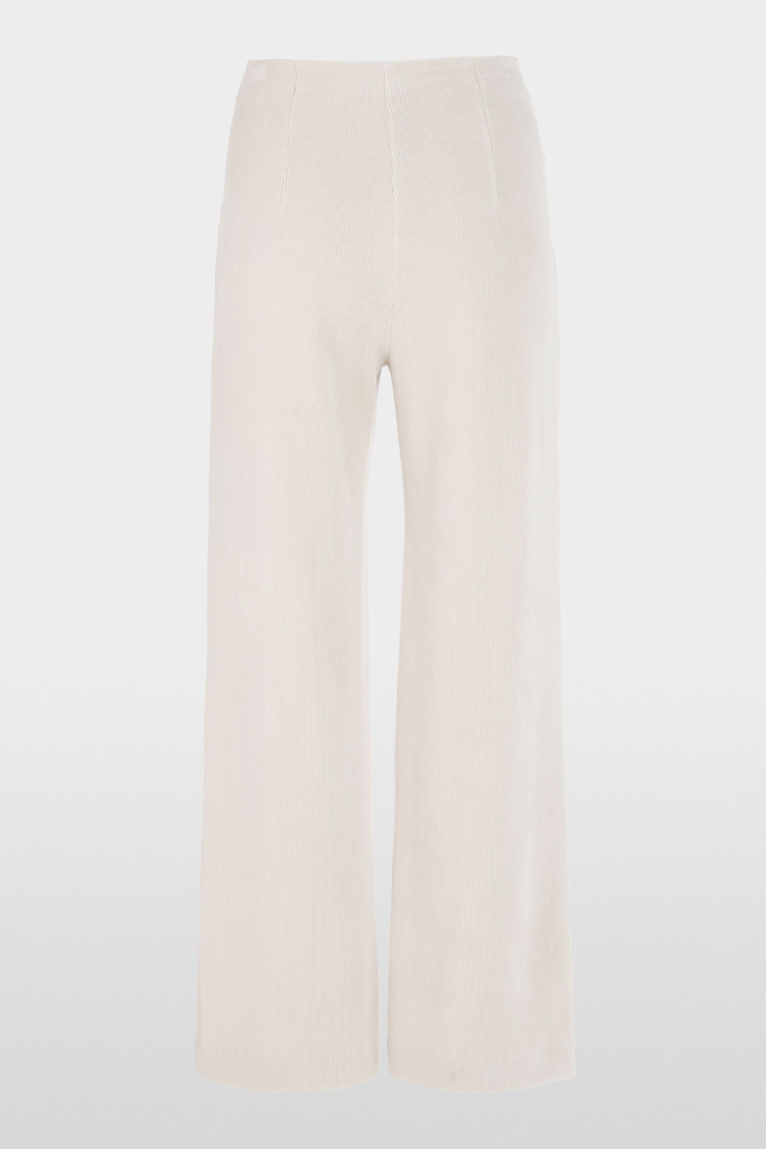 Pantalon large en velours côtelé beige élégant, coupe ample et fluide, idéal pour un look chic ou décontracté.