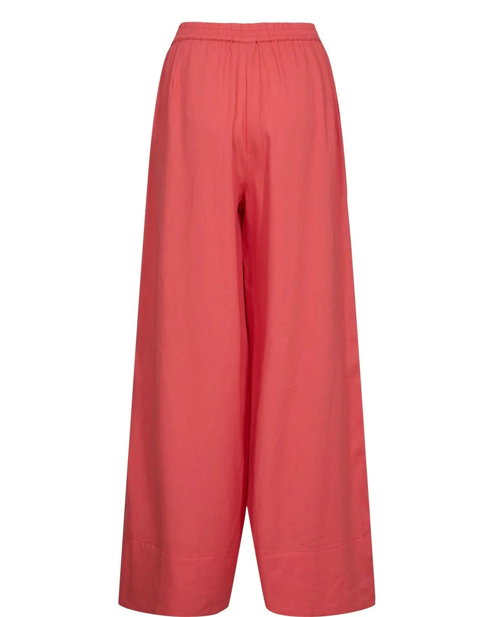 Pantalon large fluide en mélange de lin, coupe large et confortable, couleur vive, idéal pour élégance décontractée et respirabilité.