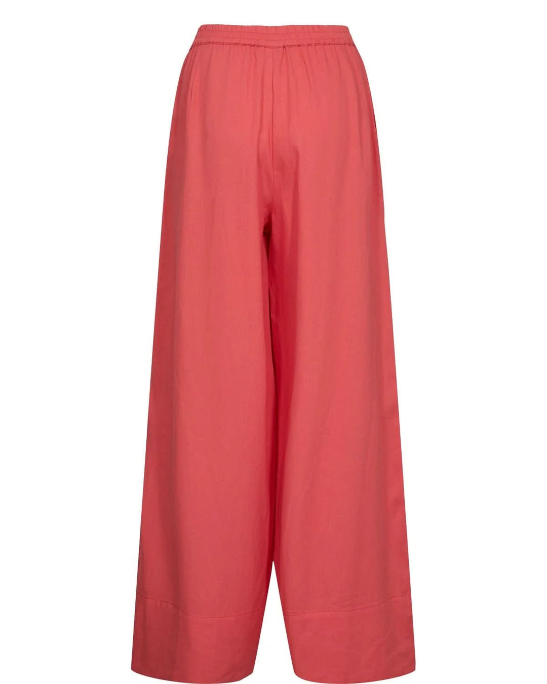 Pantalon large fluide en mélange de lin, coupe large et confortable, couleur vive, idéal pour élégance décontractée et respirabilité.