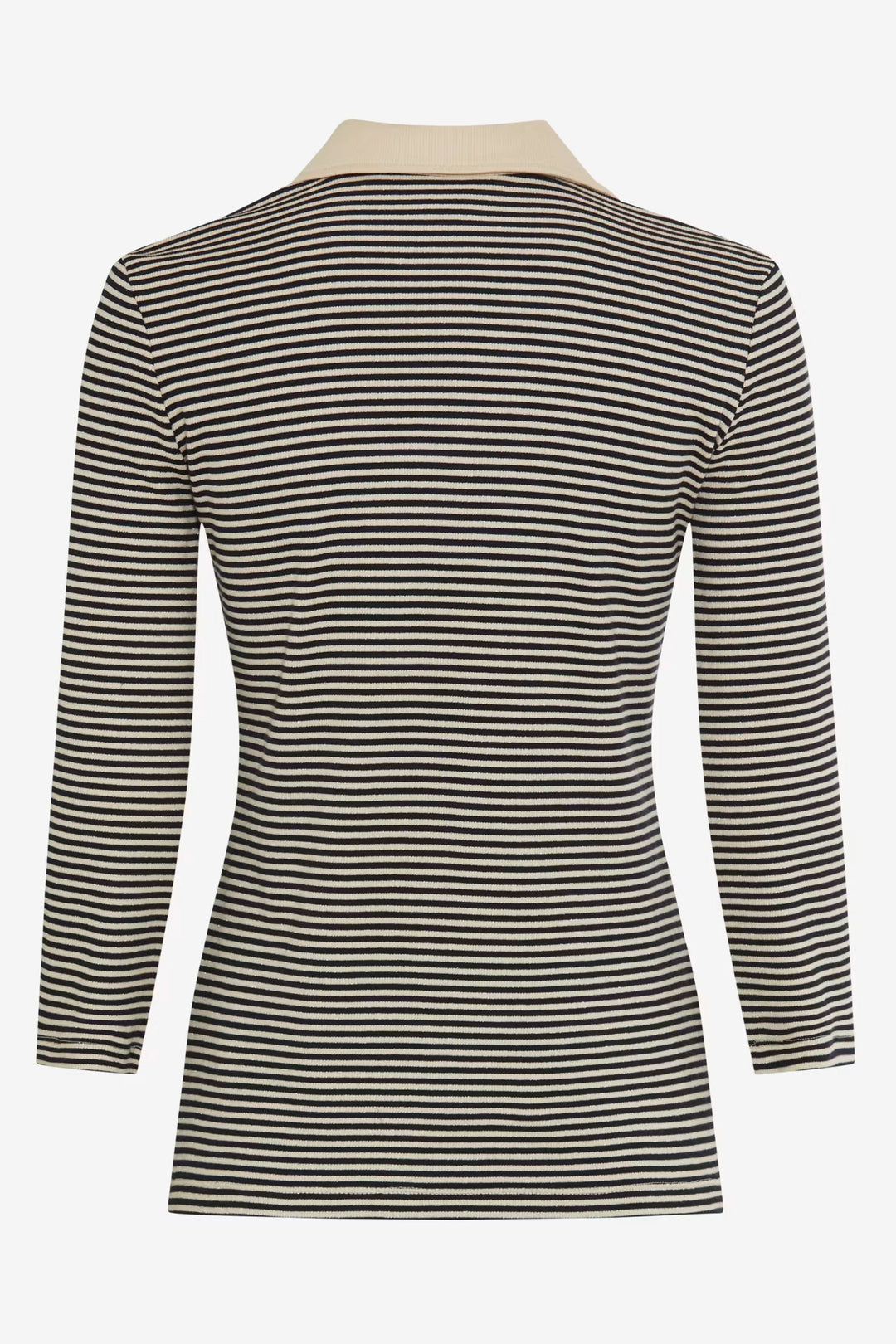 Polo Cleo avec rayures, col contrasté et manches trois-quarts, vue arrière.