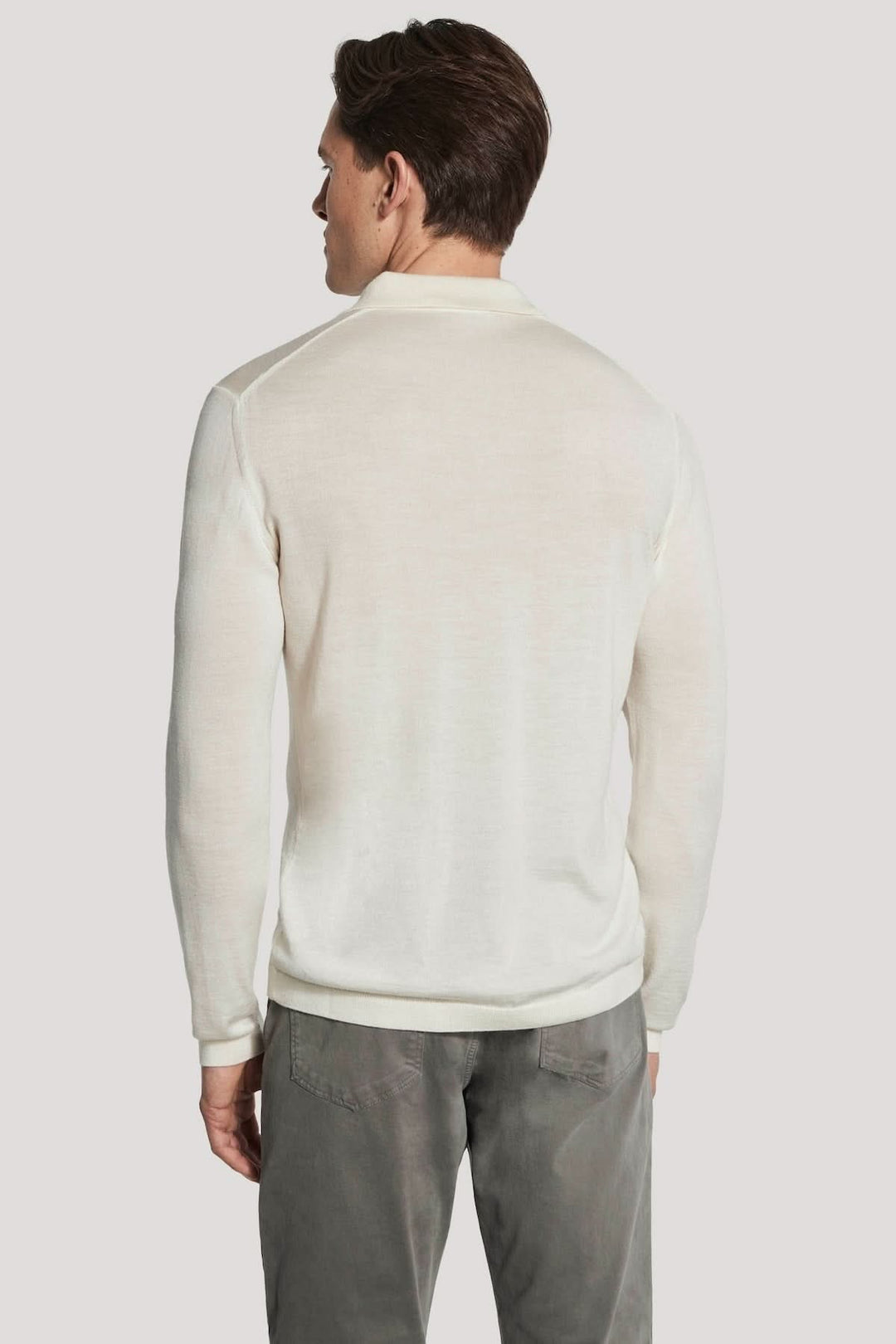 Long-sleeved polo shirt in merino wool and silk