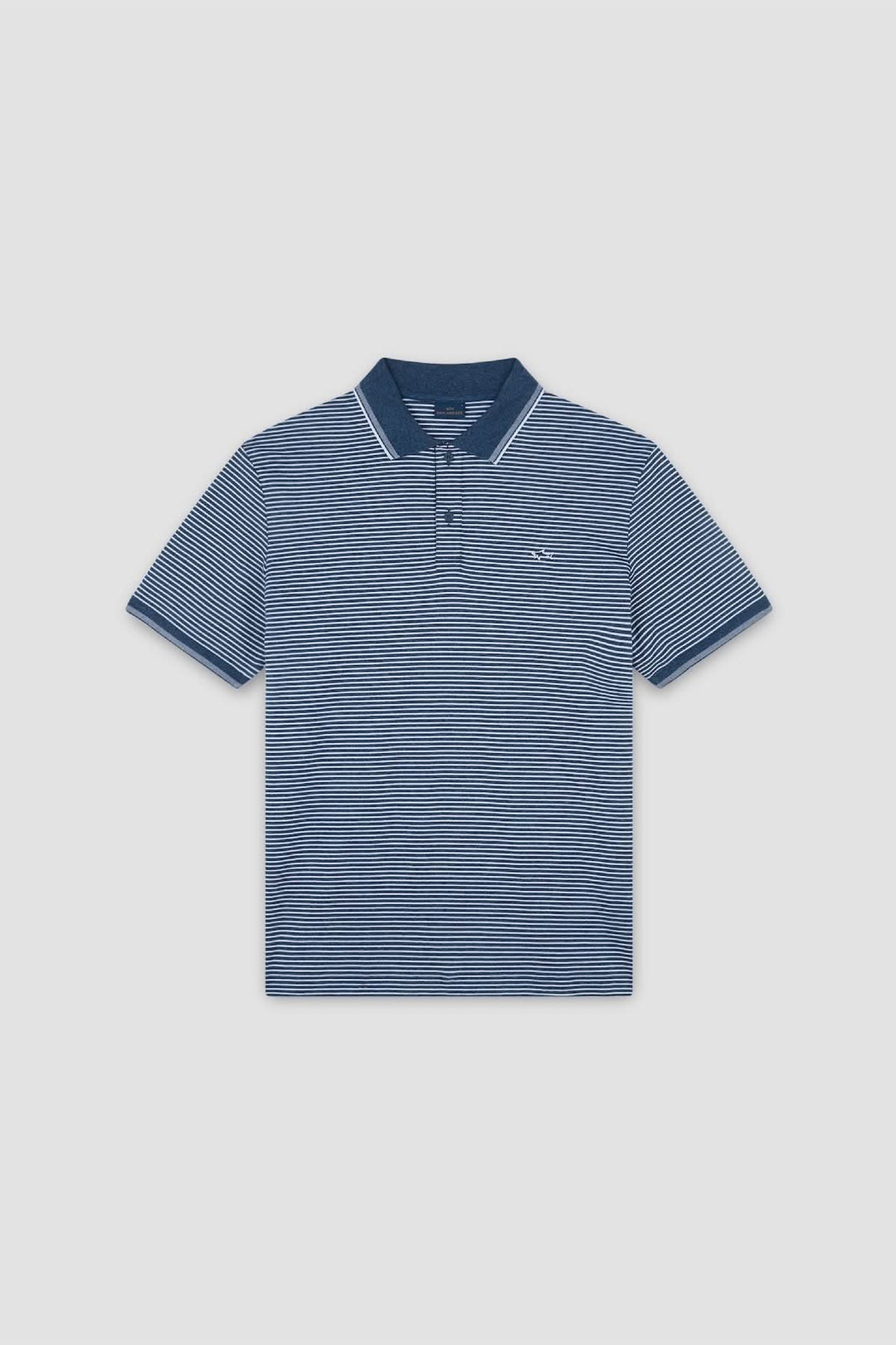 Polo rayé en coton piqué Jaspe avec col bleu, motif élégant et respirant pour l&