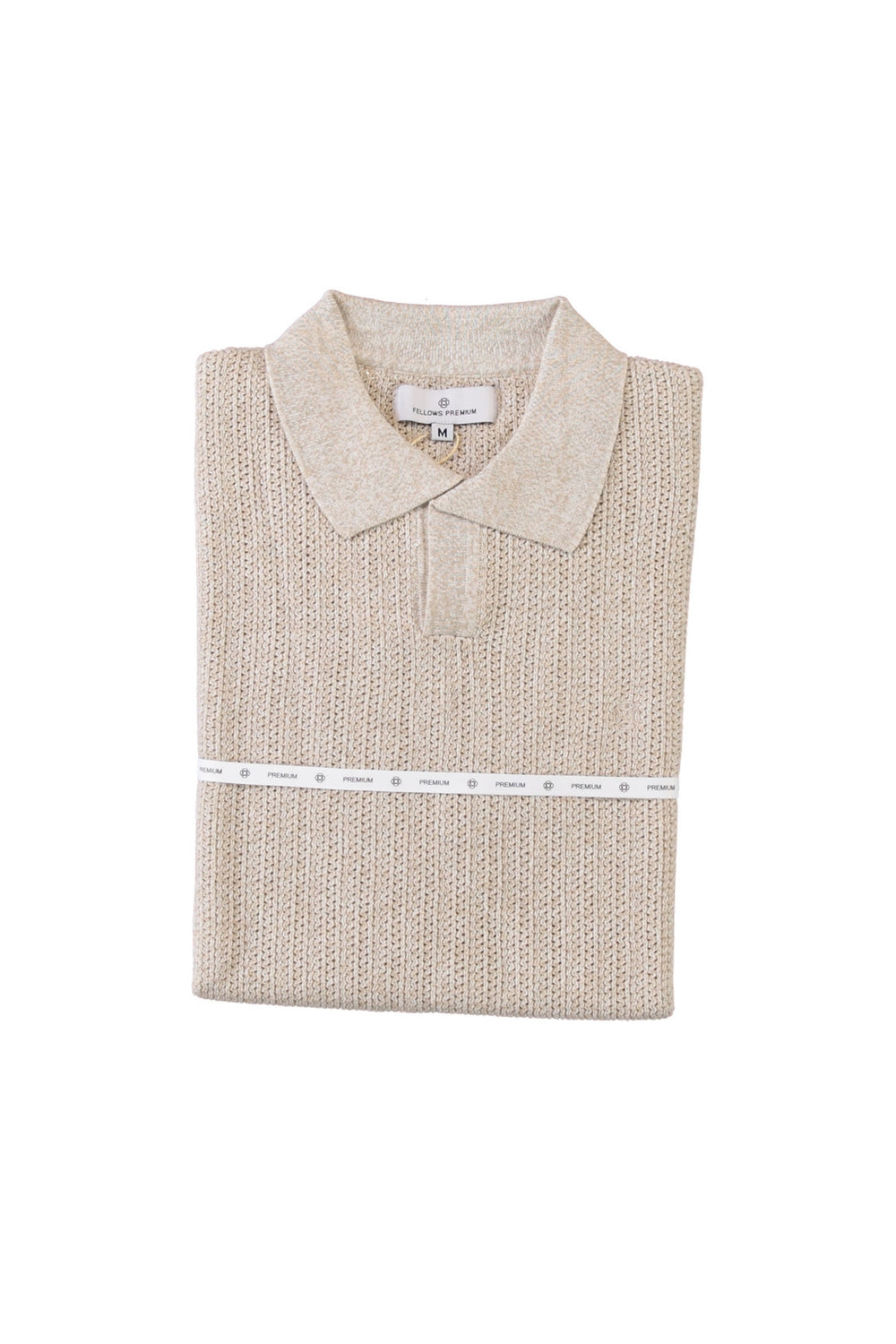 Polo texturé à manches courtes beige avec maille élégante et col classique. Idéal pour un look soigné et confortable au quotidien.