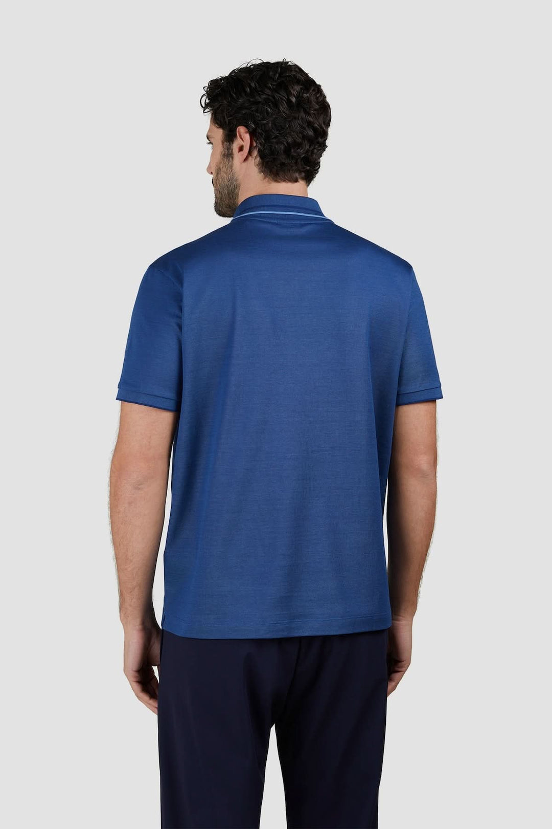 Polo zippé en coton Paul &amp; Shark, vue arrière, design élégant et coupe classique, coloris bleu.