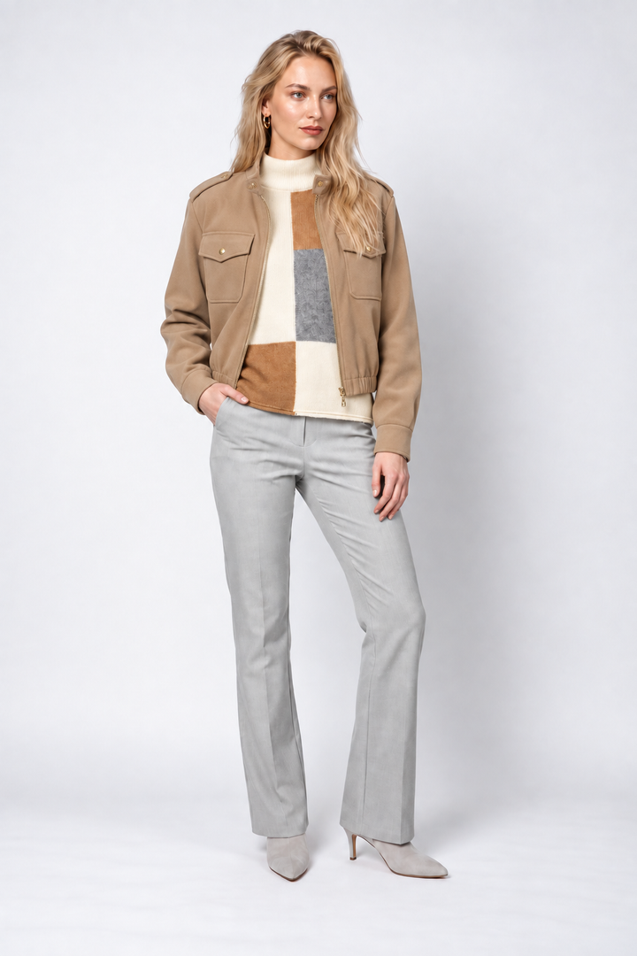 Colour-block high-neck knit