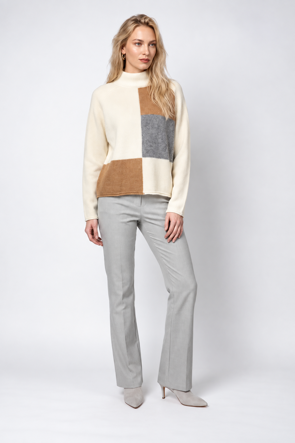 Colour-block high-neck knit
