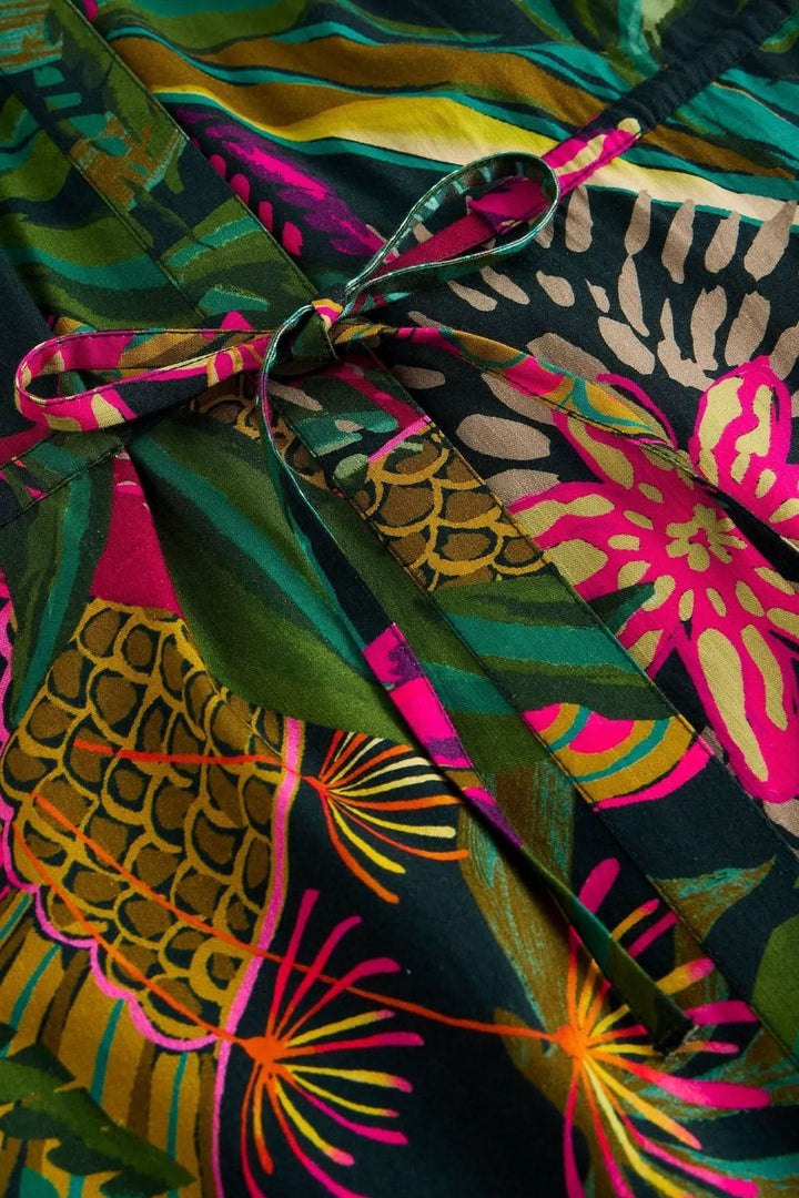 Lauryn Long, Flowing Dress with Tropical Print