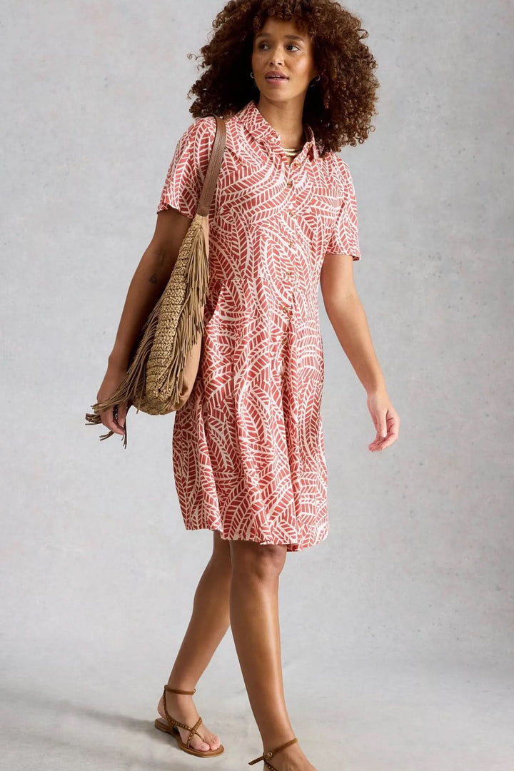 Ria Short Printed Dress with Shirt Collar