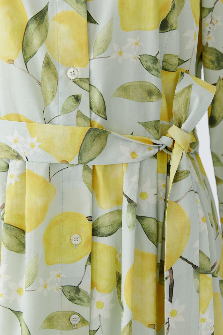 Midi shirt dress with lemon print