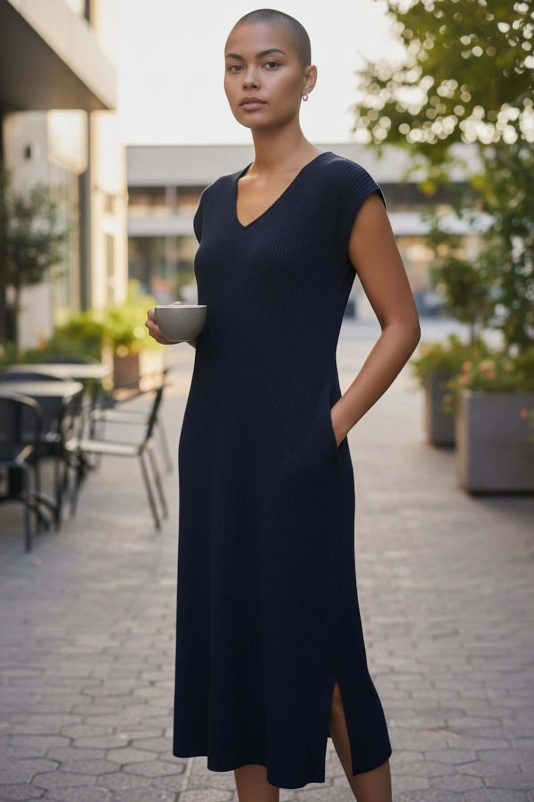 Pleated dress with pockets