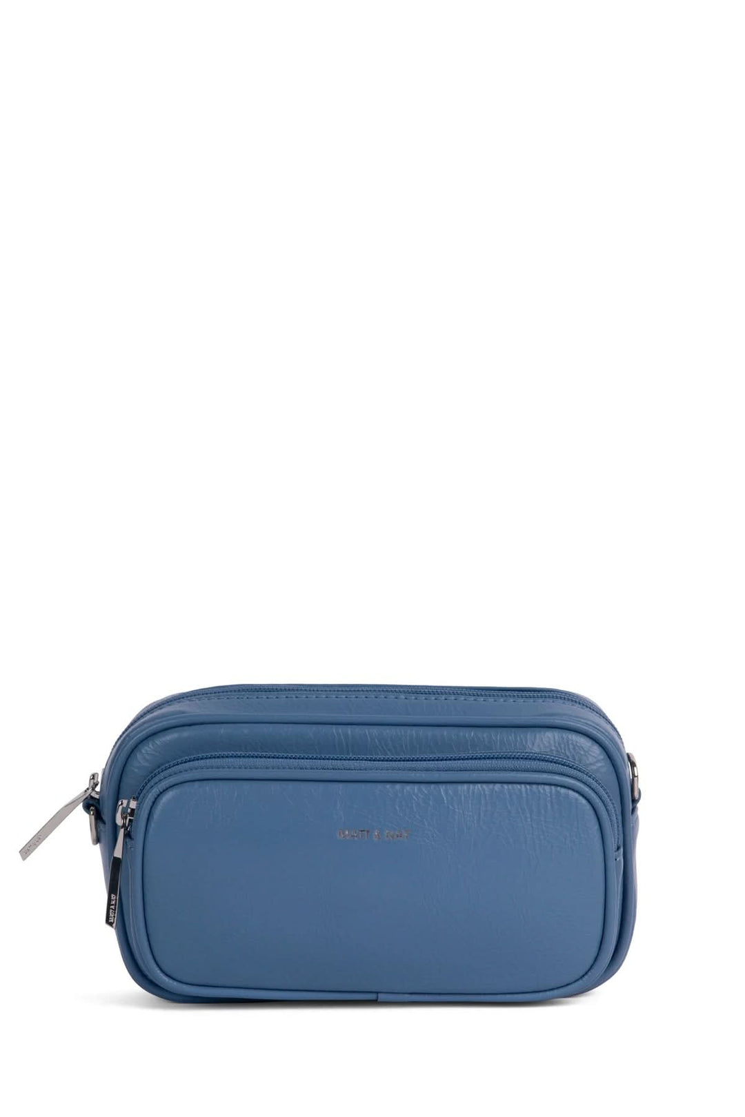 Sac à bandoulière bleu avec poches zippées, idéal pour un usage quotidien et rangement pratique.