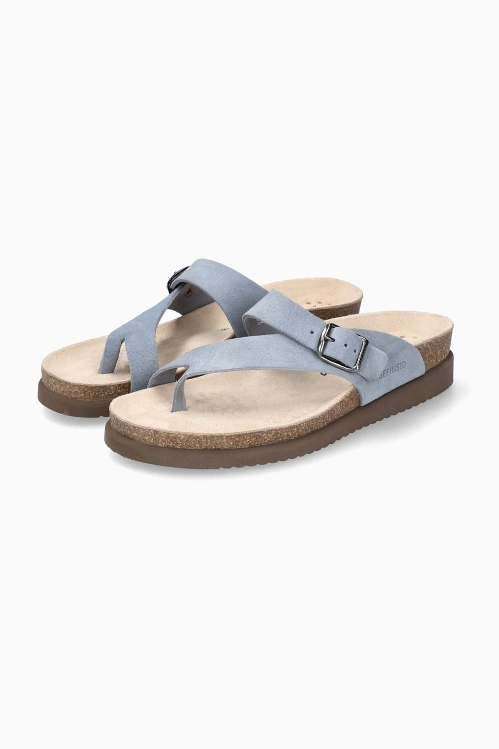 Sandale Helen légère bleue avec semelle en liège confort et brides ajustables pour un soutien optimal.