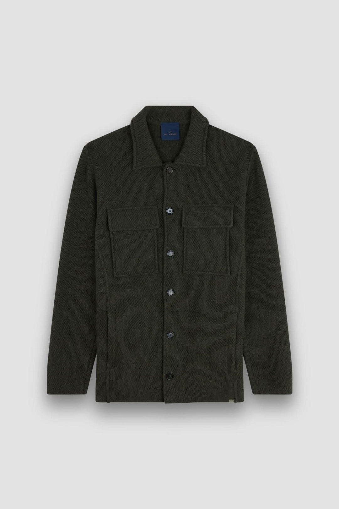 Surchemise en laine texturée avec poches plaquées, élégante avec coupe droite et poches fonctionnelles.