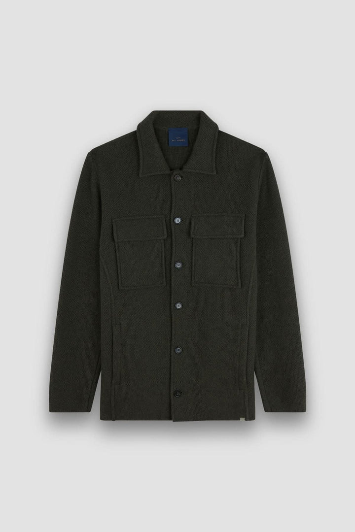 Surchemise en laine texturée avec poches plaquées, élégante avec coupe droite et poches fonctionnelles.