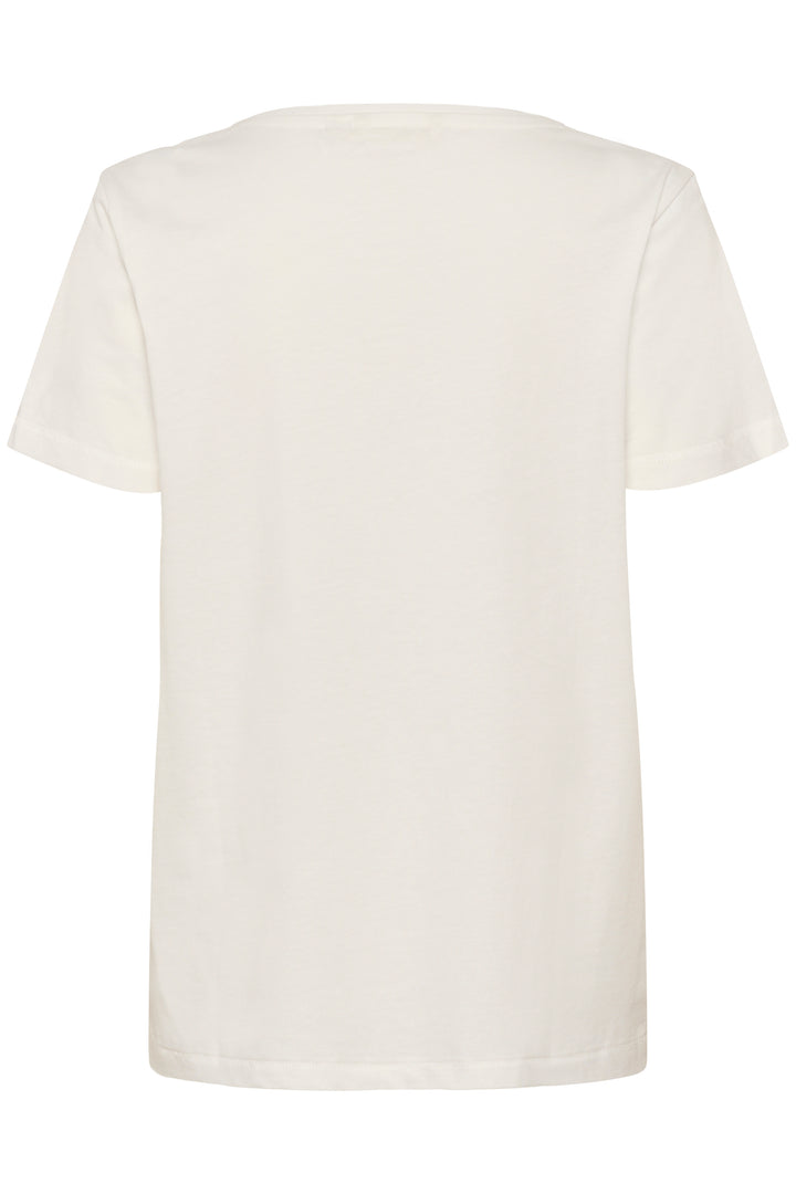 Dos du T-shirt Joliy à manches courtes, coupe droite, couleur blanche, tissu doux, idéal pour un style décontracté et confortable.