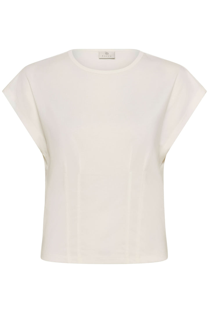 T-shirt Lise fluide à manches courtes avec détails structurés, blanc, coupe droite, encolure ronde, style moderne et polyvalent