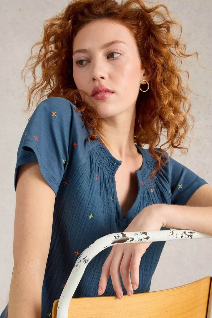 T-shirt Luella léger à manches courtes avec broderies colorées, vue d&