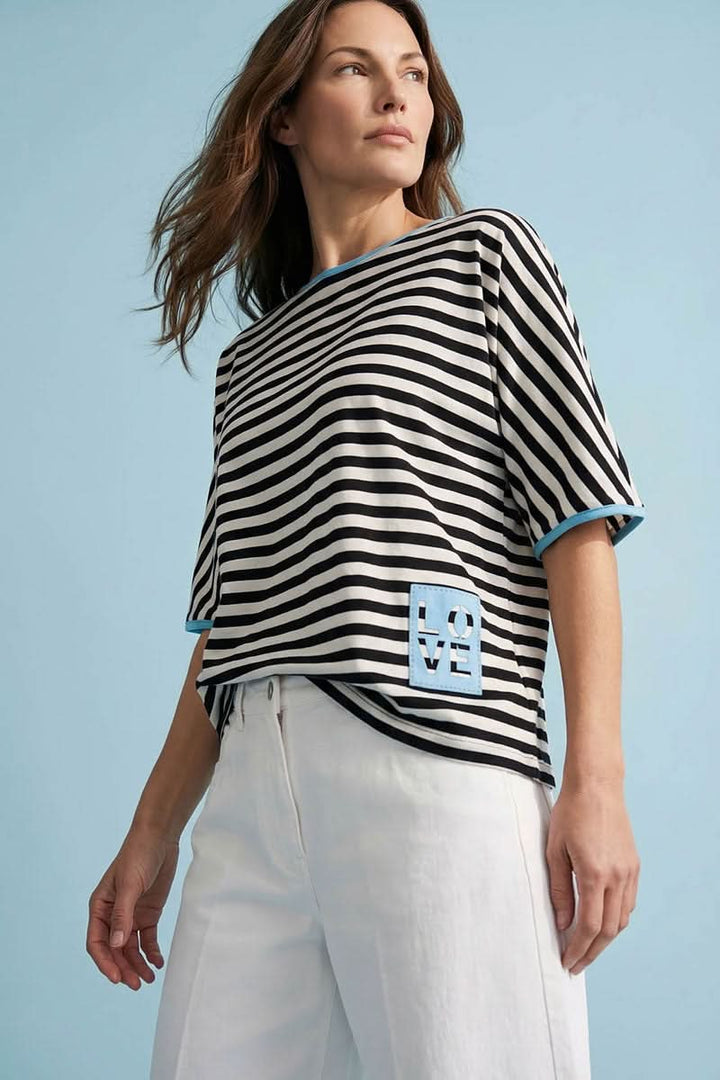 Striped T-shirt with patch detail