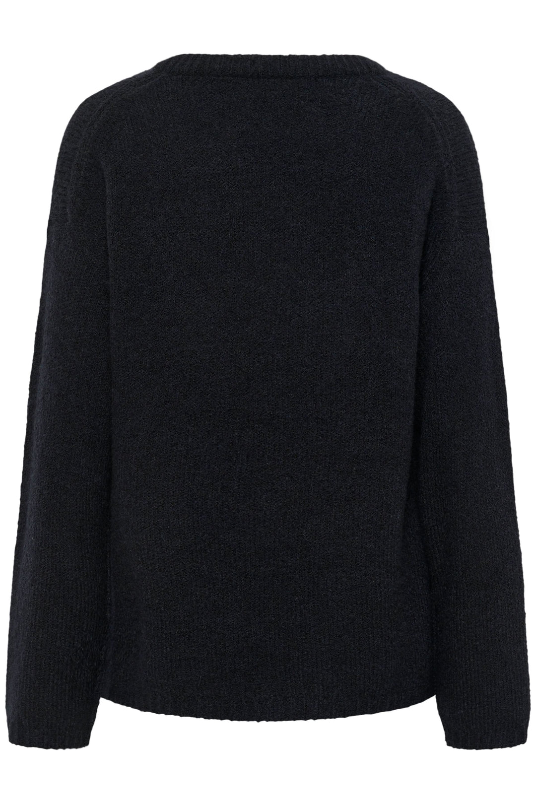 Vue arrière du Tricot Spence noir, col rond classique, manches longues, coupe droite et décontractée.
