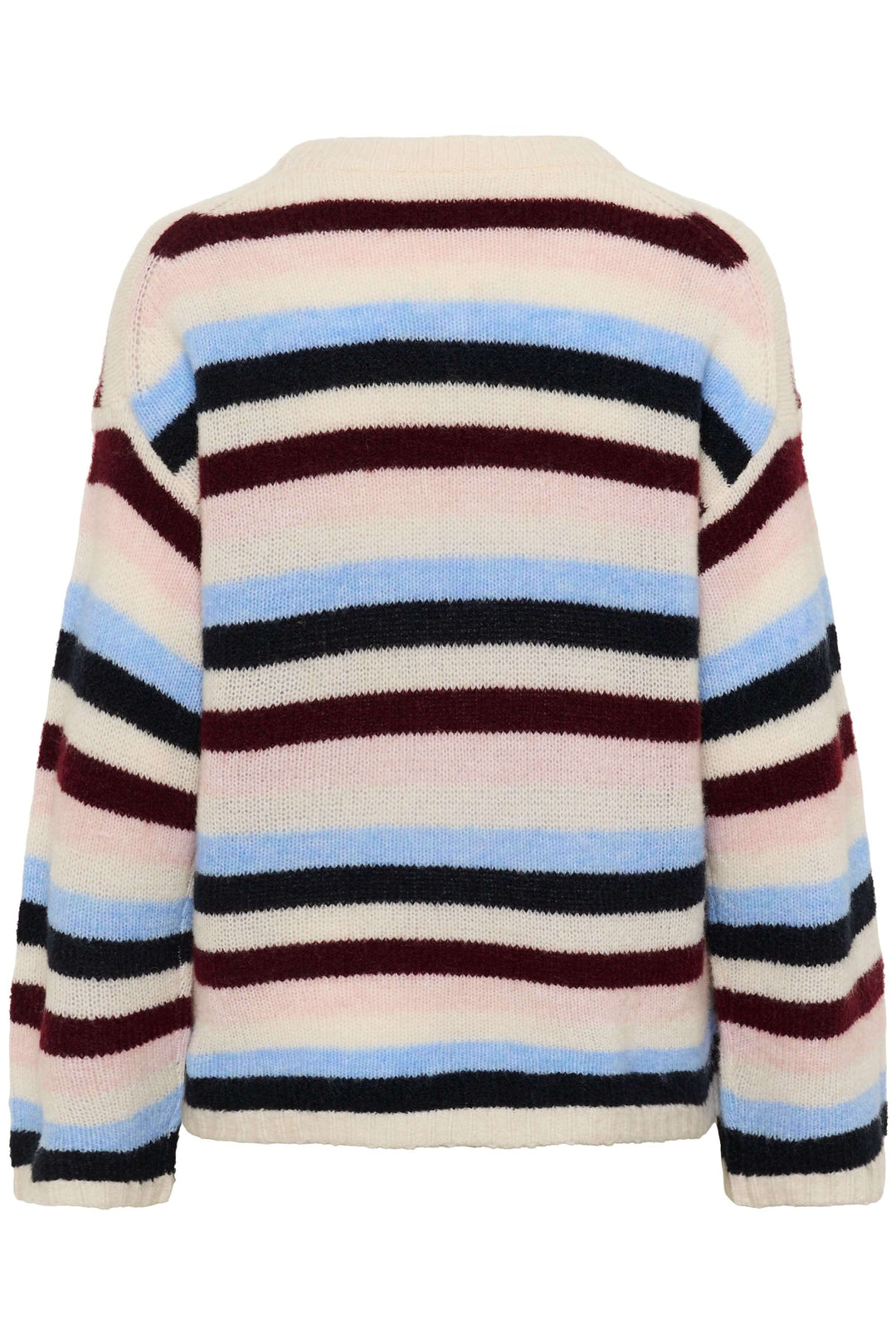 Pull Tricot Spence rayé multicolore, manches longues, col rond, coupe droite, idéal pour superpositions ou look décontracté chic.