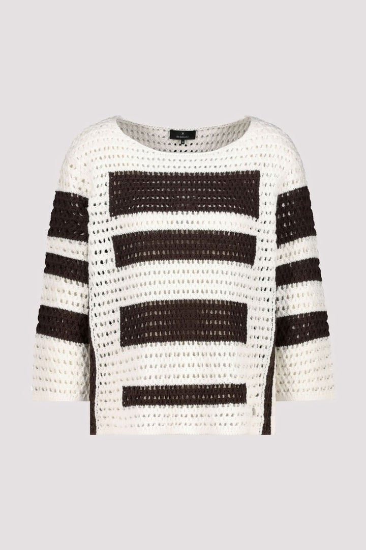 Tricot ajouré rayé manches longues