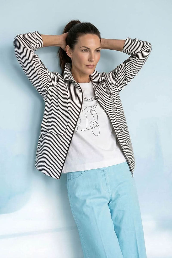 Jill Striped Jacket with Zipper