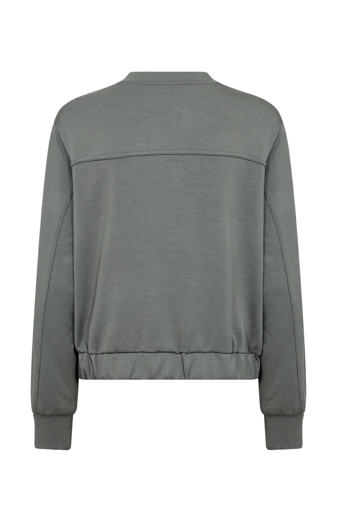 Veste à bouton-pression en modal, vue arrière, couleur gris, manches longues, poignets de jersey.