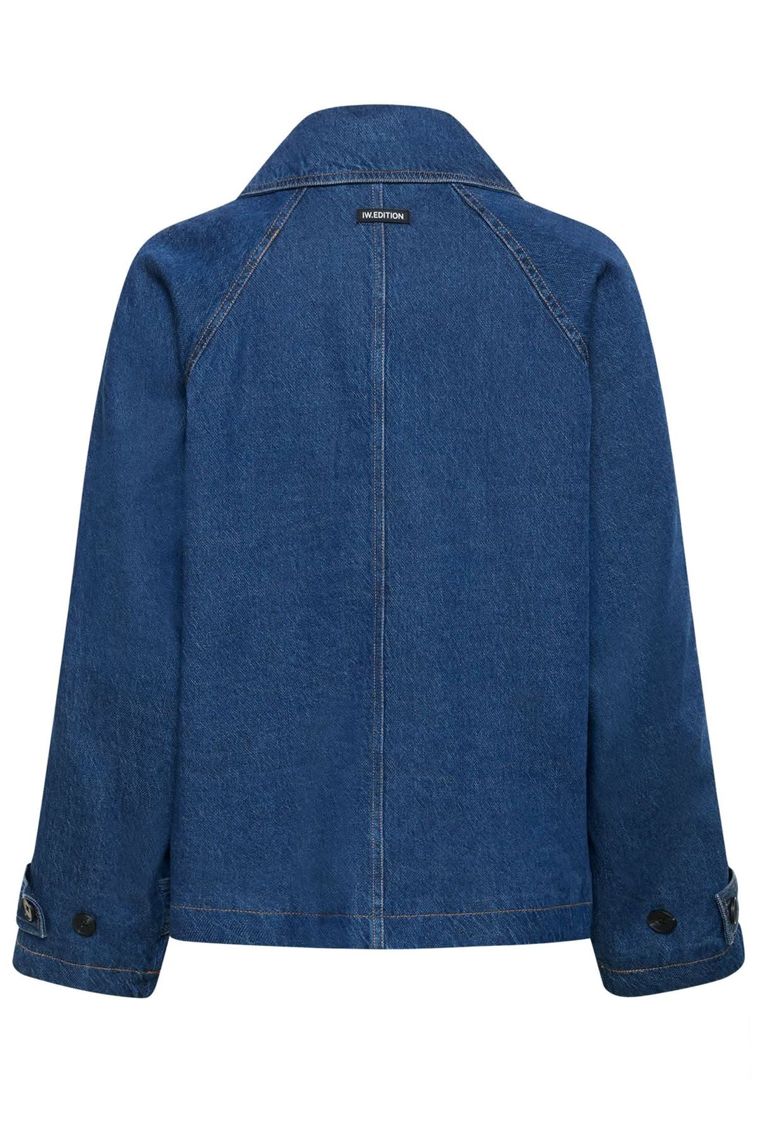 Dos de la Veste courte en denim Mable avec coupe droite et col structuré, parfaite pour un look contemporain et confortable.