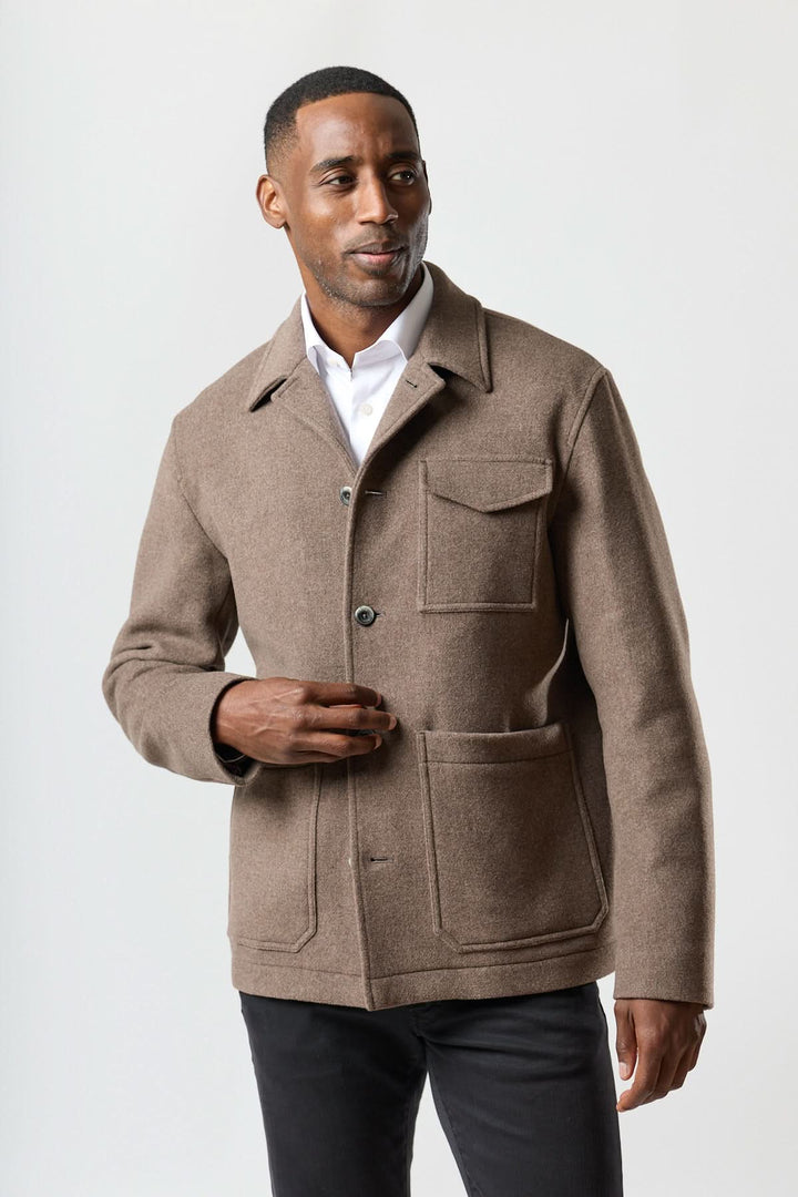 Wool jacket with patch pockets