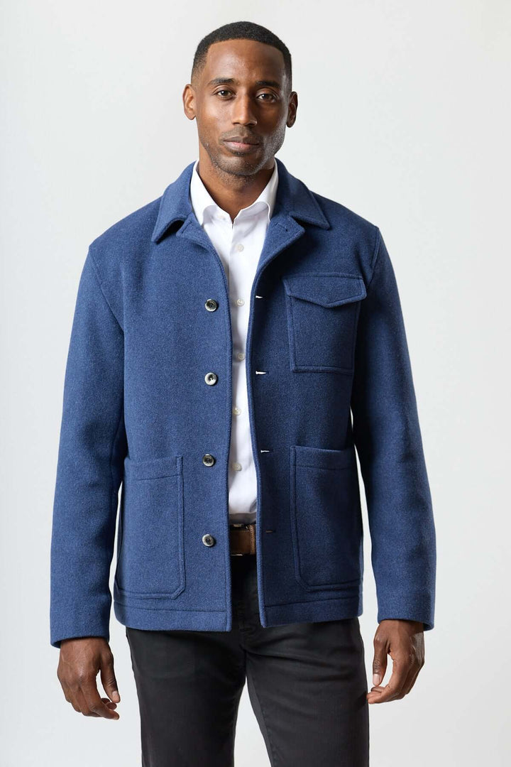 Wool jacket with patch pockets